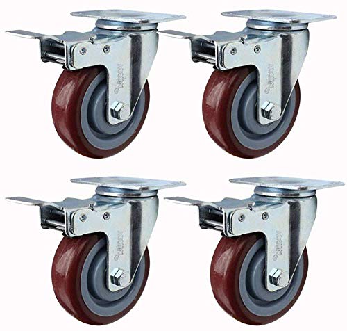 Castor ruedas giratorias Trolley Muebles Caster NFJ conjunto de 4 ruedas Wheels, 4 Heavy Duty de goma ruedas 2.5 '' / 75 mm / 100 mm / 5 pulgadas giratoria Castor ruedas con freno universal Silent rue