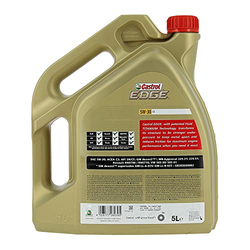 Castrol EDGE - Lubricante con Titanium FST de 5 l, con viscosidad 5W-30 y conforme con la especificación C3