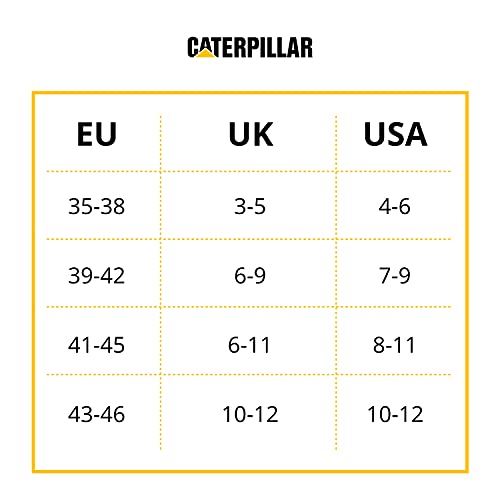 Caterpillar 6 Pares Calcetines Trabajo Doble Refuerzo Puntera Talón Esponja Algodón (Negro, 39-42)