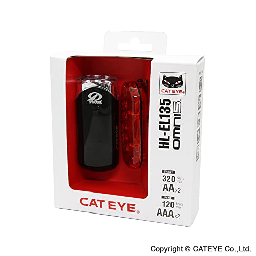 CatEye El135/Tl155 (Omni 5) Set-Hl-el135n/Tl-ld155 Luces y reflectores para Ciclismo, Unisex, Negro, Universal