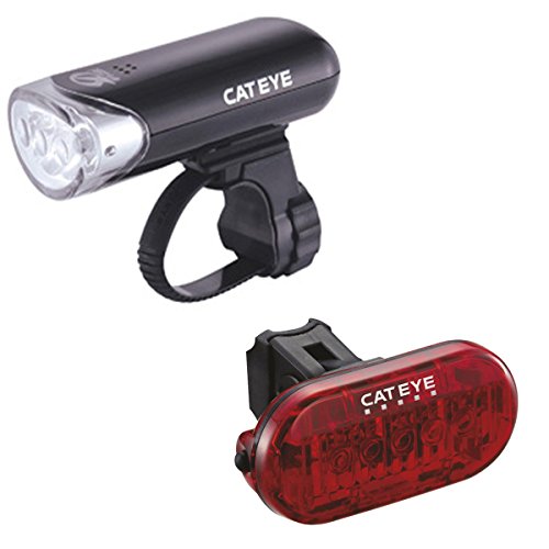 CatEye El135/Tl155 (Omni 5) Set-Hl-el135n/Tl-ld155 Luces y reflectores para Ciclismo, Unisex, Negro, Universal