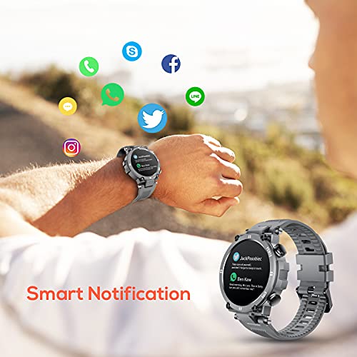 CatShin Smartwatch Hombre Mujer Reloje Inteligente con Pulsómetro, Presión Arterial, Podómetro Pulsera Actividad Impermeable IP68 Relojs Inteligentes para Android iOS y Huawei iPhone Smartphone Gris