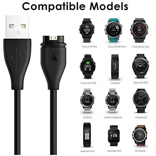 CAVN 2 Pcs Cargador Compatible con Garmin Vivoactive 3 4/Venu/Fenix 6,6S,6X/Forerunner 245/945/935/45 /Instinct/Fenix 5,5S,5X USB Data Sync Cargador Cable de Carga Cable de Alambre