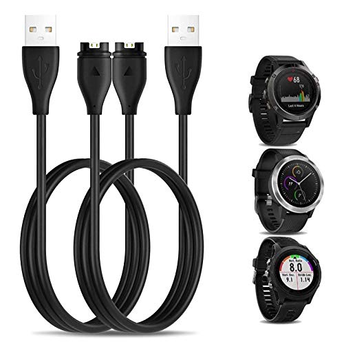 CAVN 2 Pcs Cargador Compatible con Garmin Vivoactive 3 4/Venu/Fenix 6,6S,6X/Forerunner 245/945/935/45 /Instinct/Fenix 5,5S,5X USB Data Sync Cargador Cable de Carga Cable de Alambre