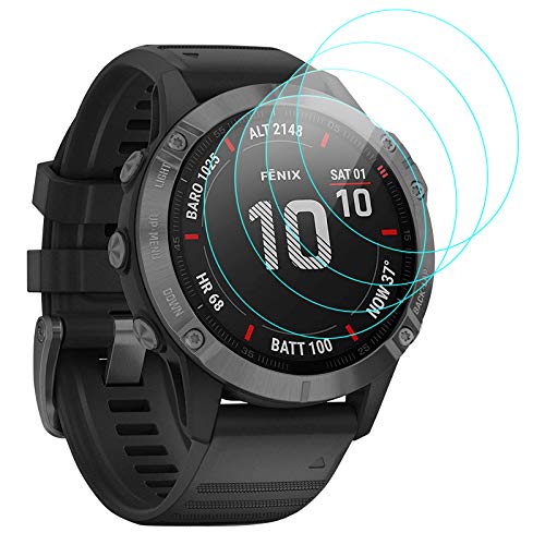 CAVN Protector de Pantalla Compatible con Garmin Fenix 6X Pro / Fenix 6X, 4 Unidades de Vidrio Templado película de Resistencia a los arañazos para Reloj Inteligente para Fenix 6X