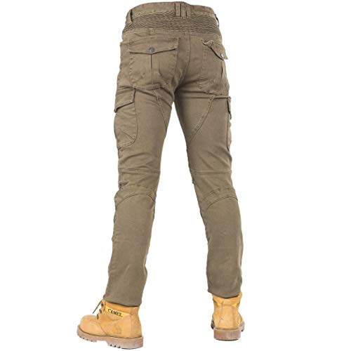 CBBI-WCCI Hombre Motocicleta Pantalones Moto Jeans con Protección Motorcycle Biker Pants (Verde, L=32W / 32L)