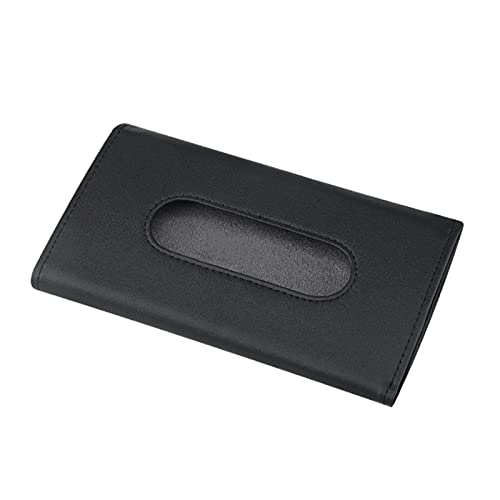 Cdemiy Soporte para Pañuelos de Coche, Caja de Pañuelos de Coche PU, Porta Toallas de Papel para el Parasol del Coche, para el Respaldo del Asiento del Parasol (Negro, 12,5cm x 23cm)