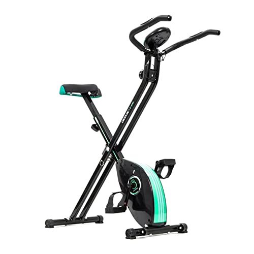 Cecotec Bicicleta Estática Plegable con Volante de Inercia de 2,5 Kg X-Bike. Sistema Silence Fit, Ergonómica, Manillar y Sillín Regulable, Pulsómetro, Pantalla LCD, Ruedas, Peso máximo 100 Kg