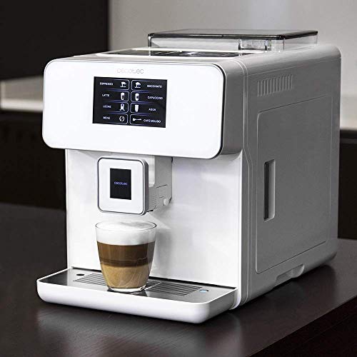 Cecotec Cafetera Automática Power Matic-ccino 8000 Touch Serie Bianca. Depósito de leche, Pantalla Táctil, Prepara Cappuccino, Café Personalizable, Tecnología ForceAroma de 19 bares de presión