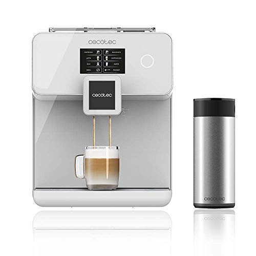 Cecotec Cafetera Automática Power Matic-ccino 8000 Touch Serie Bianca. Depósito de leche, Pantalla Táctil, Prepara Cappuccino, Café Personalizable, Tecnología ForceAroma de 19 bares de presión