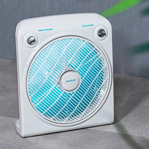 Cecotec Ventilador de Suelo con Temporizador EnergySilence 6000 PowerBox. 50 W, 5 Aspas de 30 cm de diámetro, 3 Velocidades, Motor de Cobre, Rejilla Rotatoria, Blanco