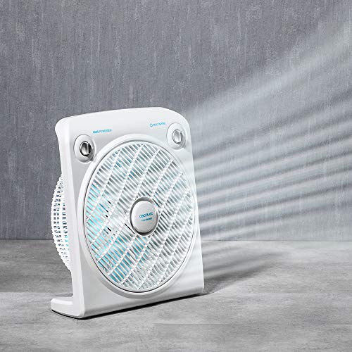 Cecotec Ventilador de Suelo con Temporizador EnergySilence 6000 PowerBox. 50 W, 5 Aspas de 30 cm de diámetro, 3 Velocidades, Motor de Cobre, Rejilla Rotatoria, Blanco