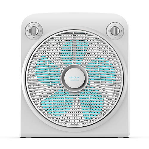 Cecotec Ventilador de Suelo con Temporizador EnergySilence 6000 PowerBox. 50 W, 5 Aspas de 30 cm de diámetro, 3 Velocidades, Motor de Cobre, Rejilla Rotatoria, Blanco