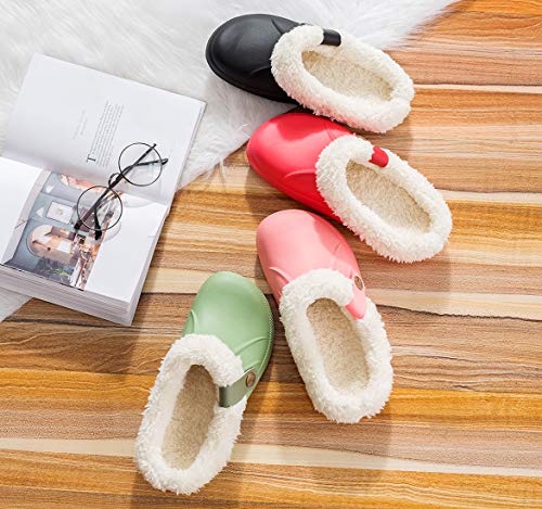 CELANDA Unisex Zuecos Calido Hombre Impermeable Zapatillas de Estar por Casa Mujer Invierno Pantuflas Con Forro Pelusa Caliente Zapatos de jardín 