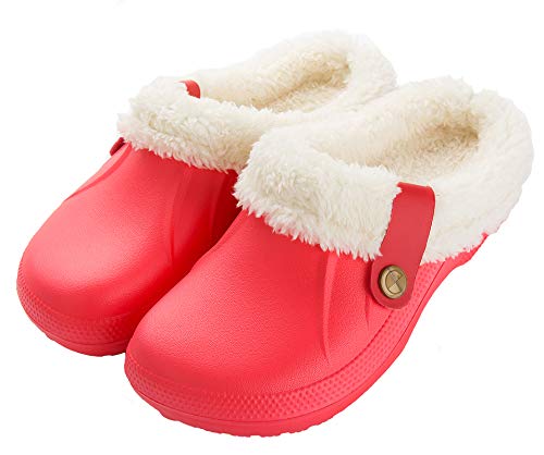 CELANDA Unisex Zuecos Calido Hombre Impermeable Zapatillas de Estar por Casa Mujer Invierno Pantuflas con Forro Pelusa Caliente Zapatos de jardín