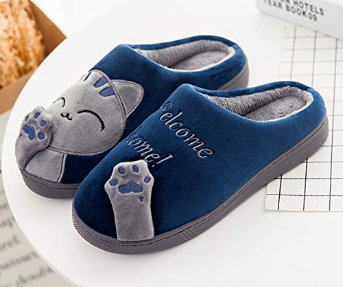 CELANDA Zapatillas de Casa para Mujer Hombre Cálido Zapatos de Estar Otoño Invierno Interior Casa Slippers Suave Algodón Zapatilla, C Azul,35/36 EU = 36/37 Talla Fabricante