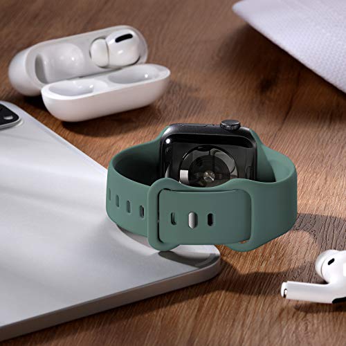 CeMiKa Compatible con Apple Watch Correa 38mm 40mm 41mm 42mm 44mm 45mm, Deportivas de Silicona Correas de Repuesto Compatible con iWatch SE Series 7 6 5 4 3 2 1, 38mm/40mm/41mm-S/M, Pino Verde