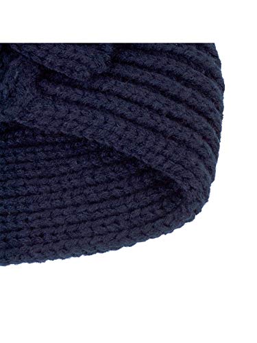 Century Star Sombreros de bebé de punto caliente de invierno sombreros de bebé niño niña Beanie Hat Baby Girls Lazos Sombreros Beanie Cap con nudo, Azul marino/flor y brillo, 12-24 meses