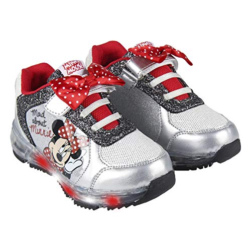 CERDÁ LIFE'S LITTLE MOMENTS Cerdá-Zapatilla con Luces Minnie Mouse de Color Plateado, Niñas, 25 EU