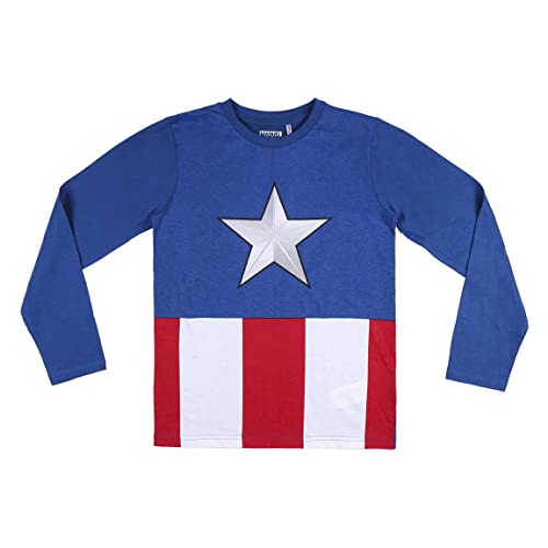 CERDÁ LIFE'S LITTLE MOMENTS Chico de Capitan America [ Los Vengadores ] -Pijama de Invierno 100% Algodón-Licencia Oficial Marvel, Rojo, 14 años para Niños