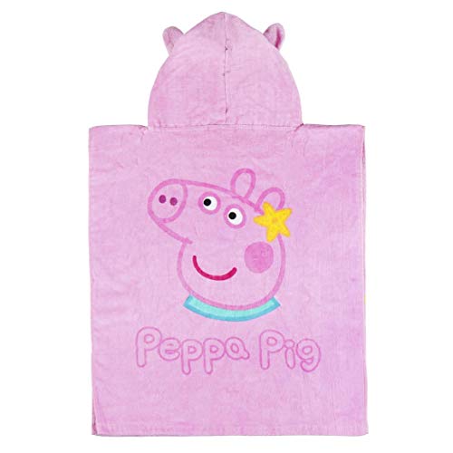 Cerdá - Toalla Poncho Infantil con Capucha de Peppa Pig, Rosa, 50 x 115 cm