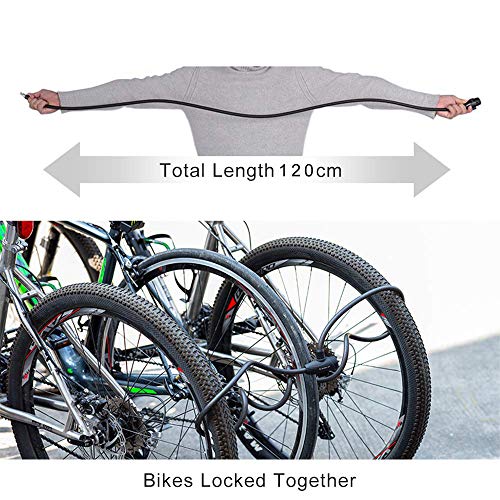Cerradura de Bicicleta Antirrobo Montaje Flexible,Candado de Cable en Espiral para Bicicleta,Bicicleta Mejor antirrobo seguridad Bloqueo,Bicicleta al Aire Candado Cadena (Negro 1)