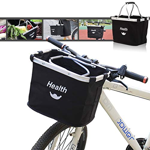 Cesta de Lona Bicicleta, Cesta para Bicicleta,Bicicleta de Gran Capacidad Cesta,Plegable Desmontable Cesta para Extraíble para Porta Mascotas, Bolsa de Compras, Camping al Aire Libre（Negro）