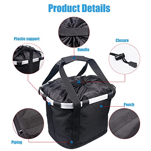 Cesta para Bicicleta Plegable, Multifuncional Cesta para Bicicleta, Impermeable Cesta Delantera de Bicicleta para Llevar Mascotas, Bolsas de Compras, Bolsas de Viaje, Acampar al Aire Libre