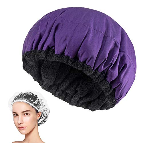 CestMall Cap capilar para acondicionamiento profundo, capilar de tratamiento térmico nutritivo para spa capilar, gorro calefactor apto para microondas interior de linaza elástica portátil