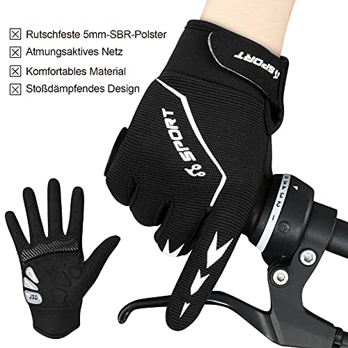 Cevapro Guantes de ciclismo para hombre, antideslizantes y amortiguadores, de gel, para mujer, hombre, ciclismo, descenso, mountain bike Road Race Senderismo (negro(gel), L)