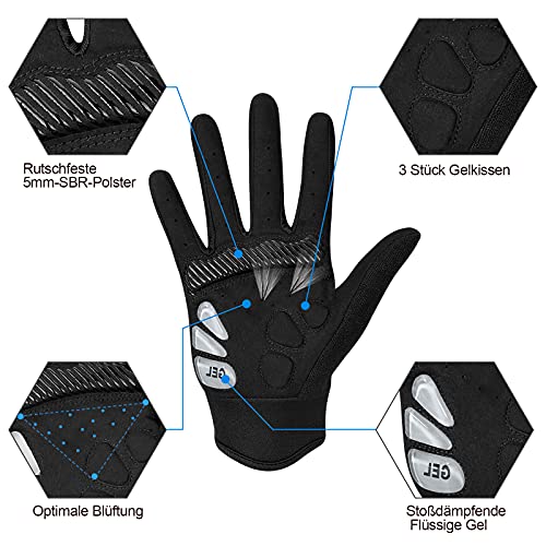 Cevapro Guantes de ciclismo para hombre, antideslizantes y amortiguadores, de gel, para mujer, hombre, ciclismo, descenso, mountain bike Road Race Senderismo (negro(gel), L)