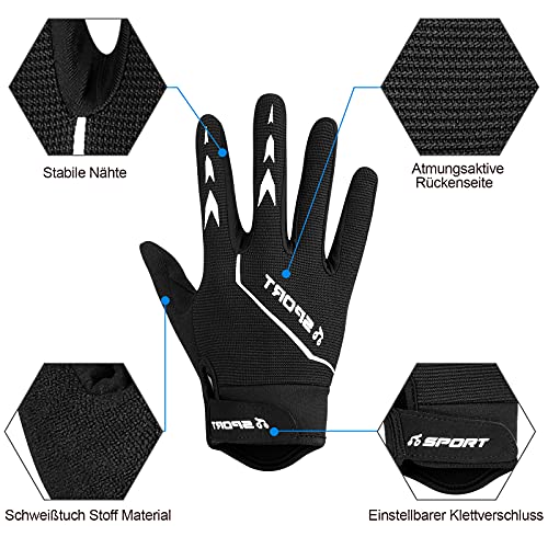 Cevapro Guantes de ciclismo para hombre, antideslizantes y amortiguadores, de gel, para mujer, hombre, ciclismo, descenso, mountain bike Road Race Senderismo (negro(gel), L)