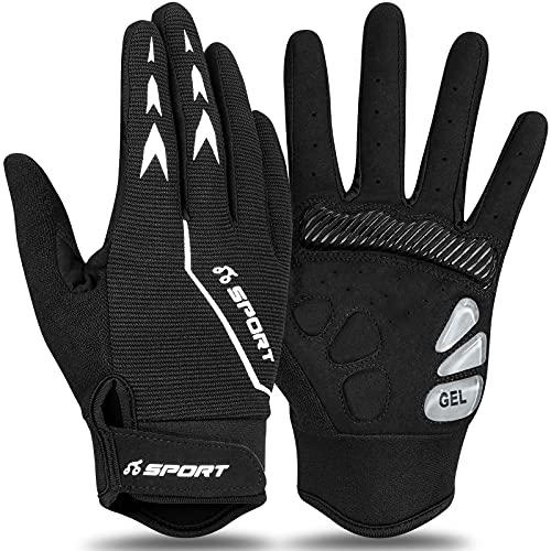 Cevapro Guantes de ciclismo para hombre, antideslizantes y amortiguadores, de gel, para mujer, hombre, ciclismo, descenso, mountain bike Road Race Senderismo (negro(gel), L)