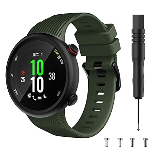 Chainfo Correa de Reloj Compatible con Garmin Forerunner 45 / Forerunner 45S / Swim 2, Silicona Correa Reloj con Acero Inoxidable Hebilla desplegable (3-Pack J)