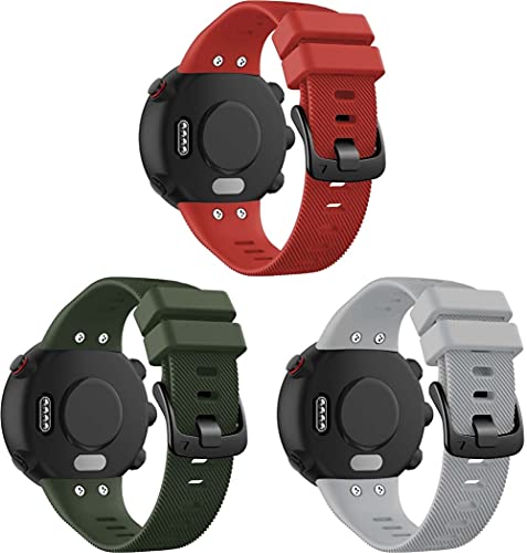 Chainfo Correa de Reloj Compatible con Garmin Forerunner 45 / Forerunner 45S / Swim 2, Silicona Correa Reloj con Acero Inoxidable Hebilla desplegable (3-Pack J)