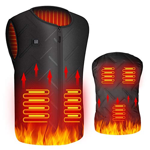 Chaleco Calefactable Eléctrico, USB Chalecos Termico Hombre Mujer, 3 Temperatura Ajustable, Lavable Chaqueta Térmica Calefactores Chaleco Cálido de Invierno para Moto Pesca Caza Acampada Esquí