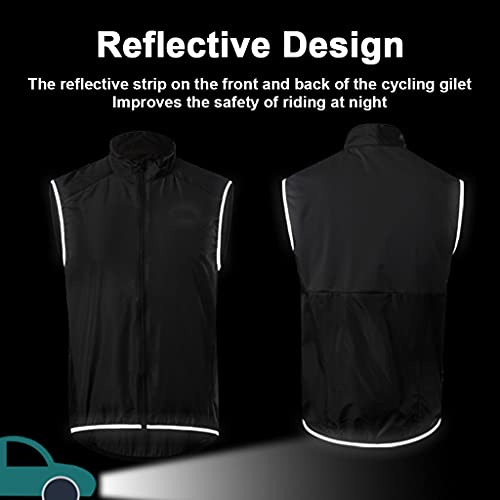 Chaleco Cortavientos Ciclismo Hombre Mujer Chaleco Bici Reflectante Impermeable Chaleco Bicicleta Transpirable Chaleco MTB Sin Mangas Chaqueta Sin Mangas Cortavientos,Rojo,L