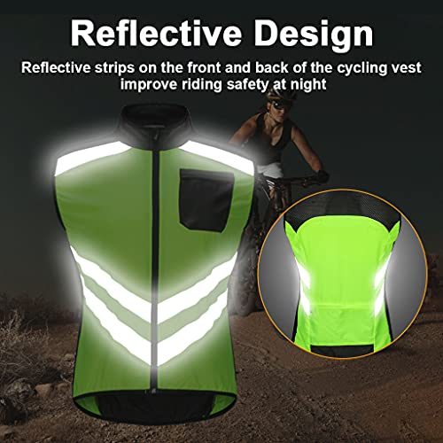 Chaleco Cortavientos Ciclismo Hombre Mujer Chaleco Bici Reflectante Impermeable Chaleco Bicicleta Transpirable Chaleco MTB Sin Mangas Chaqueta Sin Mangas Cortavientos,Naranja,XL