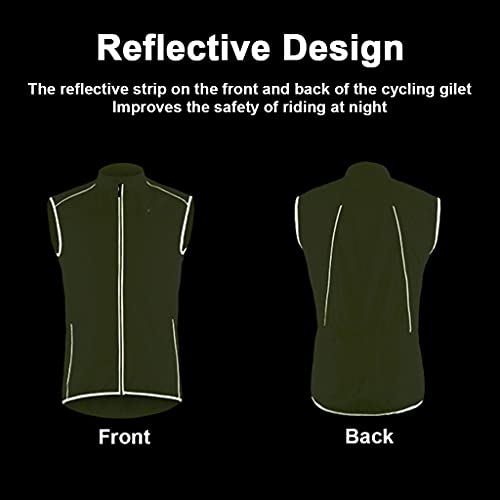 Chaleco Cortavientos Ciclismo Hombre Mujer Chaleco Bici Reflectante Impermeable Chaleco Bicicleta Transpirable Chaleco MTB Sin Mangas Chaqueta Sin Mangas Cortavientos,Blanco,L