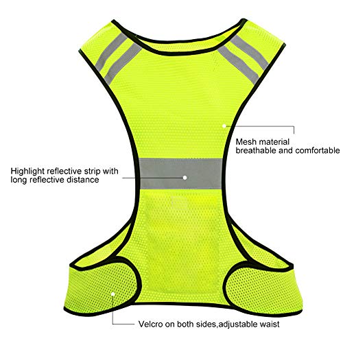 Chaleco de alta visibilidad, chaleco Hi Viz, chaleco reflectante de seguridad con bolsillos para correr bicicleta Ciclismo Caminar. (rosado+2band) (amarillo)