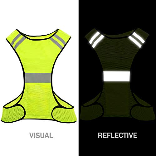 Chaleco de alta visibilidad, chaleco Hi Viz, chaleco reflectante de seguridad con bolsillos para correr bicicleta Ciclismo Caminar. (rosado+2band) (amarillo)