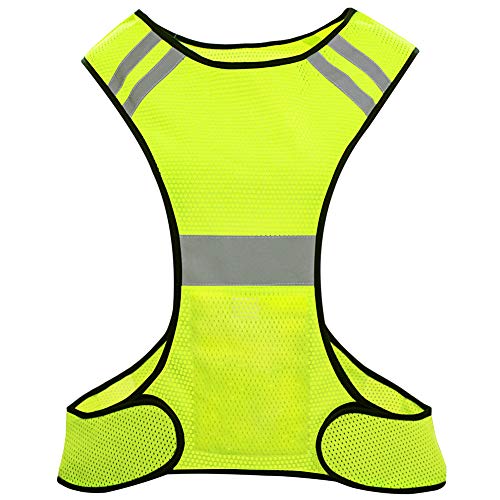 Chaleco de alta visibilidad, chaleco Hi Viz, chaleco reflectante de seguridad con bolsillos para correr bicicleta Ciclismo Caminar. (rosado+2band) (amarillo)