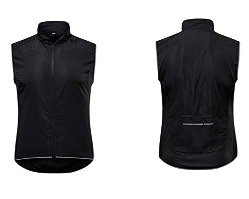 Chaleco de Ciclismo para Hombres,Chaleco Cortavientos de Ciclismo Transpirable Chaqueta Sin Mangas Cortavientos Alta Visivilidad Chaleco Reflectante de MTB Negro XL