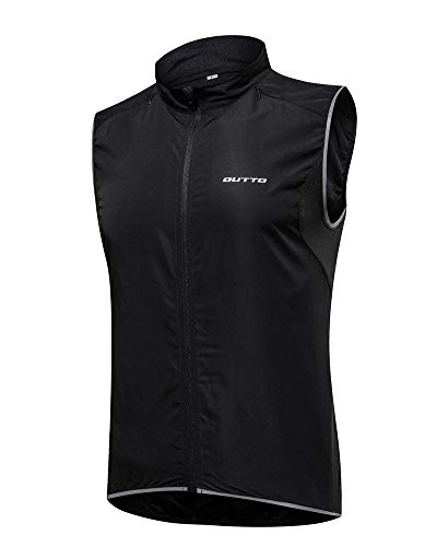 Chaleco de Ciclismo para Hombres,Chaleco Cortavientos de Ciclismo Transpirable Chaqueta Sin Mangas Cortavientos Alta Visivilidad Chaleco Reflectante de MTB Negro XL