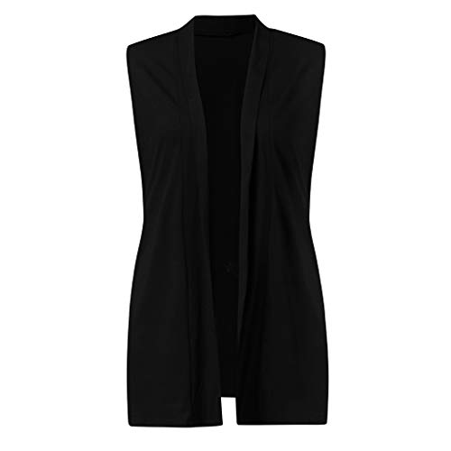 Chaleco Largo de Verano Abrigo sin Mangas con Bolsillo de Cárdigan para Mujer Chaquetas sin Mangas Casual de Moda Formal Blazer sin Mangas de Oficina Abrigos Chaleco Mujer Vestir (A, L)