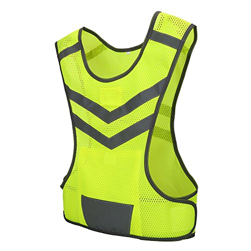 Chaleco Reflectante de Seguridad ,Chaleco Reflectante Bicicleta Ciclismo Ajustable Alta Visibilidad Deportes reemplazo para Al Aire Libre Correr Senderismo Footing Mujer Hombre ,Amarillo Fluorescente