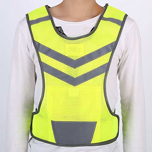 Chaleco Reflectante de Seguridad ,Chaleco Reflectante Bicicleta Ciclismo Ajustable Alta Visibilidad Deportes reemplazo para Al Aire Libre Correr Senderismo Footing Mujer Hombre ,Amarillo Fluorescente