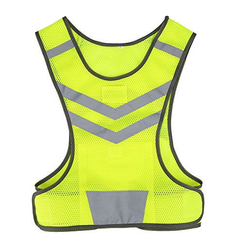 Chaleco Reflectante de Seguridad ,Chaleco Reflectante Bicicleta Ciclismo Ajustable Alta Visibilidad Deportes reemplazo para Al Aire Libre Correr Senderismo Footing Mujer Hombre ,Amarillo Fluorescente