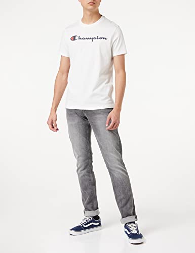 Champion Classic Logo Crewneck T-Shirt Camiseta, Blanco, S para Hombre