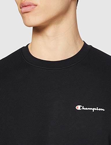Champion Classic Small Logo Crewneck Sweatshirt Sudadera, Negro, S para Hombre